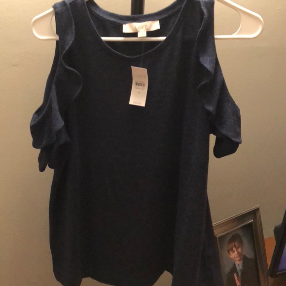 Navy blue summer cold shoulder shirt from the loft - Picture 4 of 4